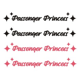 WUSJCOF 4 Pieces Passenger Princess Stickers - Cute and Funny Princess Stickers for Car Window and Car Decoration Perfect Car Accessories for Women