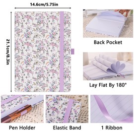 TIEFOSSI Lined Journal Notebook for Women, A5 College Ruled Notebook for Writing, 316 Numbered Pages Thick Paper, Daily Journal, for Work Home School, Note Taking, Business, 8.4 X 5.8 In