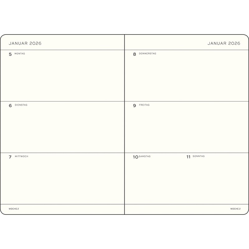 LEUCHTTURM1917 372528 Weekly Planner Medium (A5) 2026, 12 Months, Rising
