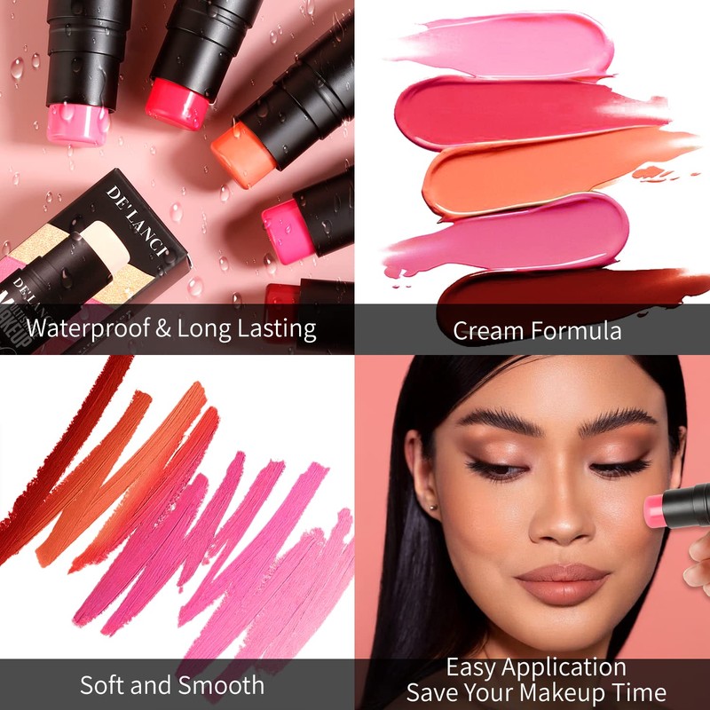 3-in-1 Cream Rouge Pen for Cheeks, Lips and Eyeshadow, Waterproof,