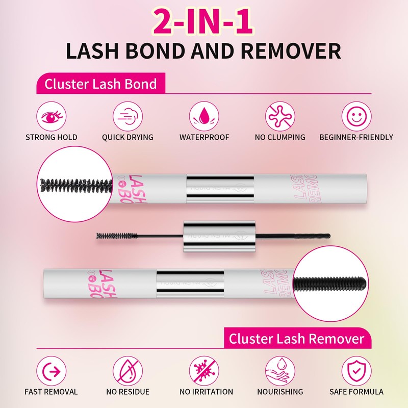 MLEN DIARY Lash Bond and Remover, 2 in 1 Cluster