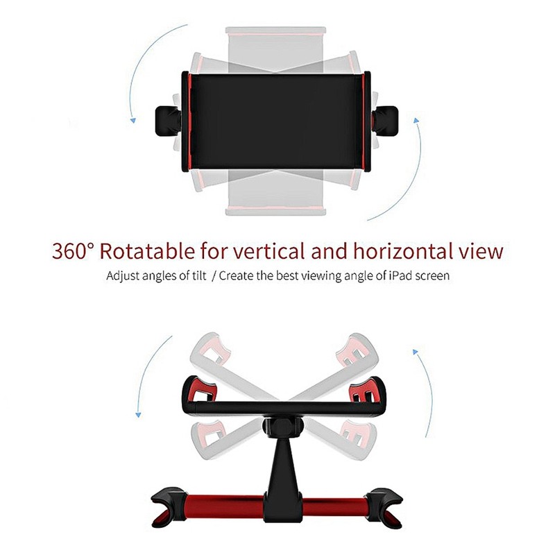 Car Headrest Mount 360° Rotating Tablet Phone Holder Backseat BracketRed