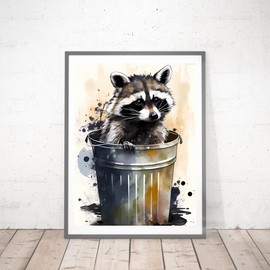 MOER SKY Raccoon 5D Diamond Painting for Adults, Watercolor Raccoon Diamond Art, Diamond Dots Gem Art Garden Decoration Aesthetic 12x16inch