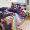Funny Cat Comforter Set Cat Riding Dinosaur Duvet Cover Space