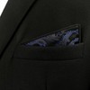 S&W SHLAX&WING Blue Pocket Square Black Abstract Men's Silk, blue