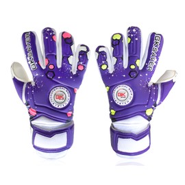 GK Saver Football Goalkeeping Gloves Size 4 to 7 Finger save goalie goalkeeping gloves (Champ Purple, 5)