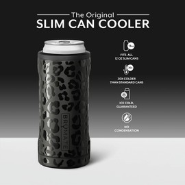 BrüMate Hopsulator Slim Double-walled Stainless Steel Insulated Can for 12 Oz Slim Cans (Onyx Leopard)