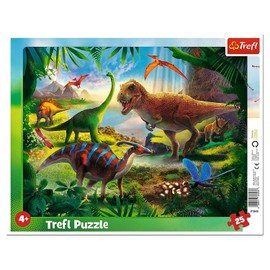 Trefl, 25 Piece Dinosaur Frame Jigsaw Puzzle with Underlay for Ages 4+