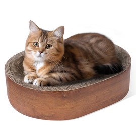 ComSaf Cat Scratcher Bed, Corrugated Cardboard Cat Scratch Bed Lounge Durable Long Lasting, Cat Scratch Pad Cat Scratching Board for Indoor Cats Protecting Furniture Sofa(Oval)
