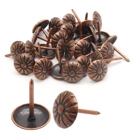 Piutouyar Daisy Antique Red Bronze Upholstery Tacks, Decorative Tack Stud, Furniture Tacks Pins 11mm x 16mm / 0.43 Inch x 0.63 Inch, Upholstery Nails for Sofa, Door, Jewelry Box(100Pcs)