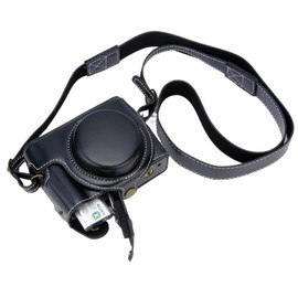 Bowan ZV1 Camera Case - Vintage PU Leather Camera Case for Sony ZV1 ZV-1 DSLR Camera Protective Leather Camera Case Bag with Camera Shoulder Strap (black)