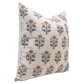 Fabritual Handcraft Block Print 26X26 Throw Thick Cotton Hidden Zipper Pillowcase Cushion Cover, Summer Decoration for Sofa, Couch, Bed, Home Décor, Balcony, Office, Farmhouse,Traffic Light, Yellow