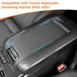 Kekadmai Armrest Box Cover Compatible with Toyota Highlander 2020 2021 2022 2023, Center Console Protector, ABS Decorative Interior Accessory (Armrest Cover, Carbon Fiber Style)