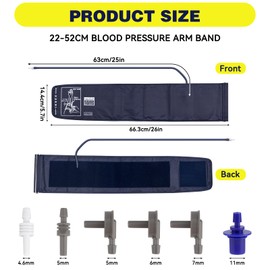 Blutdruckmessgerät Oberarm Große Manschette, Universal Manschette für Blutdruck, 8.6"-20.5" (22-52cm) Oberarm-Blutdruckmessgeräte mit 6 Anschluss, Blutdruckmanschette für Erwachsene