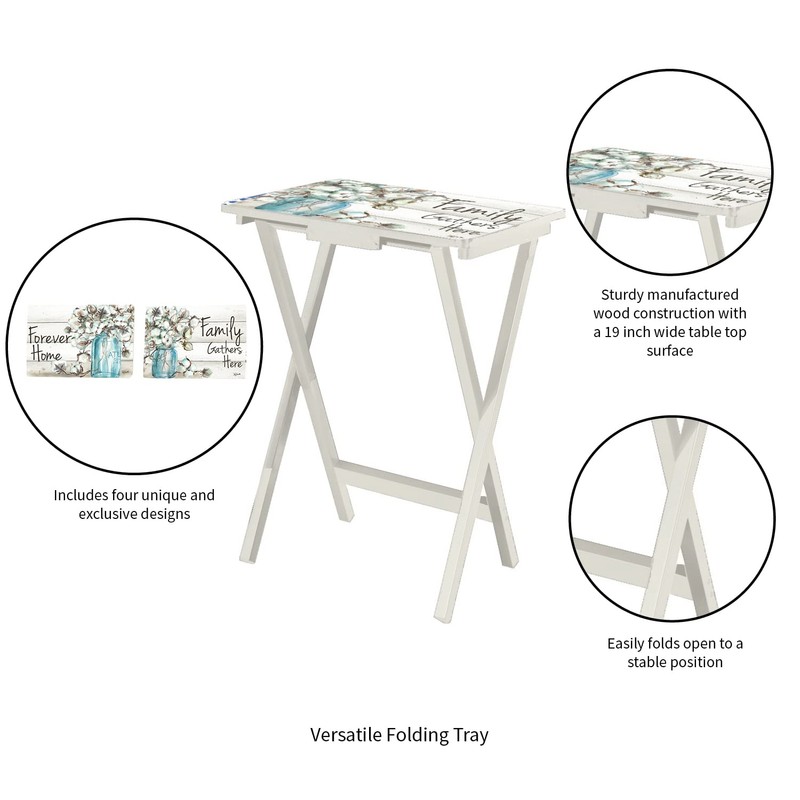 Cape Craftsmen Forever Home Rectangular TV Trays Table | Set