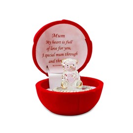 MUM Love Crystal Glass Teddy Bear - Gift Ideas for | Christmas | Birthday | Anniversary | Thank you | Mother's Day | Mum | Mummy | Mom | Mommy | Mam