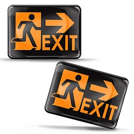 SkinoEu 2 x 3D Gel Emergency Exit Sign Orange Route Symbol Safety Marking Exit Stickers for Gate Door Wall KS 52