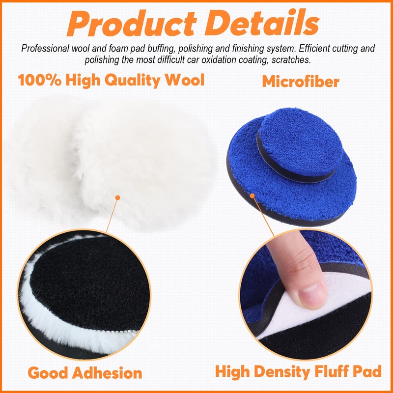 Rustark 10Pcs Polishing Wheel Wool Buffing Pad Microfiber Pads Assortment