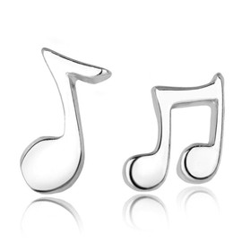 925 Sterling Silver Girls Mini Music Note Stud Earrings Note Earrings Women's Earrings with Music Filigree Instrument, Silver, No