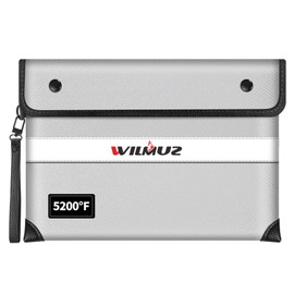 Wilmuz Upgraded Fireproof Bag 5200°F Heat Insulated,Money Bags with Zipper(28x19cm) Fire Proof Documents Bag with 8 Layers Thickened Protective,Fireproof Safe Storage for Jewelry,Passport(Silver)
