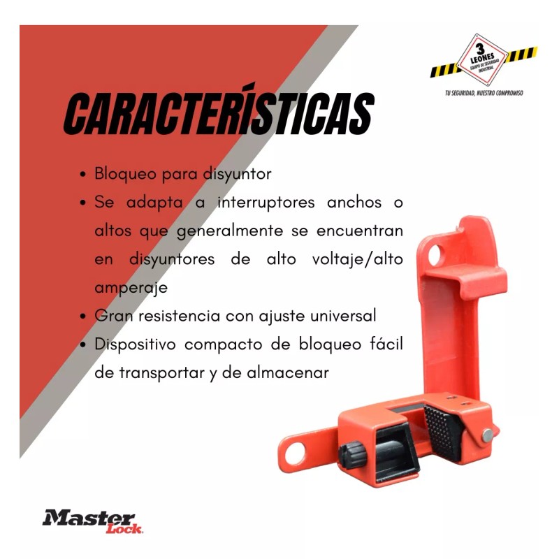 Master Lock Bloqueador Interruptores Masterlock 491b Bloqueo Disyuntor