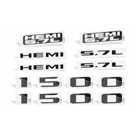 Reflective Concepts 2019-2022 Ram 1500 HEMI 5.7L Sport Performance Hood Emblem Overlay Decal Stickers - (Color: Flat Black)