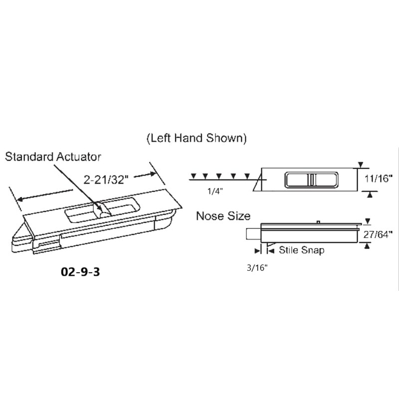 2-5/8" White Tilt Latch Set - 1/4" Nose - 3/16"