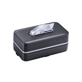 Car Tissue Holder, Car Back Seat Headrest Hanging Leather Tissue Boxes Holder Case, Car Armrest Box Tissue Holder Multi-use Car Tissue Paper Holder with One Tissue Refill for Car & Truck (Black)