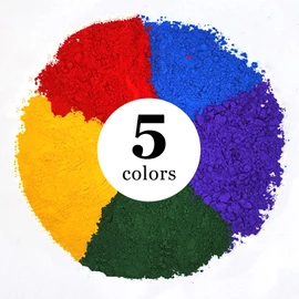 GOODTAKE 5 Colors Concrete Pigment, Iron Oxide Pigment Powder, Concrete Cement Dye Color Pigment for Brick, Tile, Clay, Lime, Mortar, Grout, Plaster, Paint, Bath Bombs Coloring Powder (5 Colors)