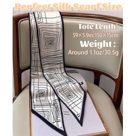 kcctoo 59" Mulberry Silk Like Head Scarf Women's Fashion Square Neck Satin Scarfs for Bag Hair Scarves 59 * 5.9"