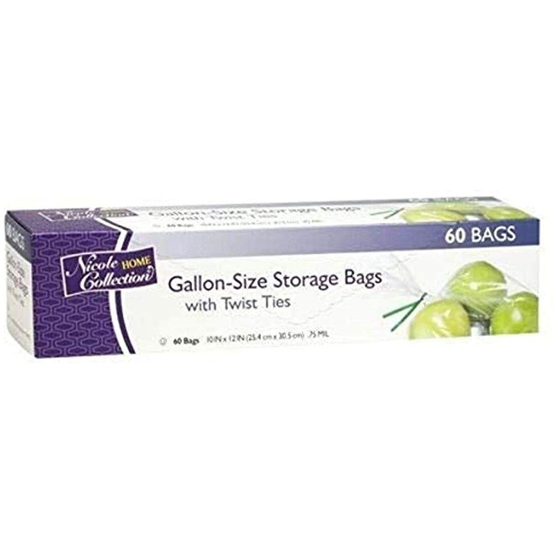 Premium Plastic Clear with Ties Gallon Bags - 10" x