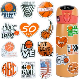 Bifarde 50Pcs Basketball Stickers - Sports Vinyl Waterproof Decals for Laptop, Luggage, Notebooks, Water Bottles, Skateboards, Phones, Sticker Pack for Teens Adults Sportsman