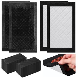 Reallnaive 300 Pcs Meat Absorbent Pads 4x7 Inch Meat Soaker Pads for Vacuum Sealer Bags Fish and Poultry Pad 60 Grams (Black)