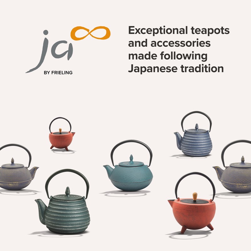 Frieling Ja By Arare Blue and Gold Cast Iron Teapot