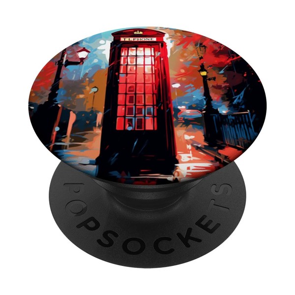 Wet London Ikonische rote Telefonzelle mit Uhrturm-Motiv PopSockets mit austauschbarem