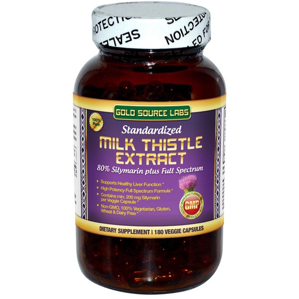 Organic Milk Thistle Capsules, 180 Caps, Pure Milk Thistle Powder Plus 80% Silymarin Extract Standardized Complex, 450 mg, Natural Liver Health Supplement, Immune Boost, Detox and Cleanse