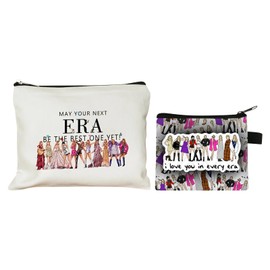 Falafoty 2 Pcs Women Makeup Bag Coin Purse Music Lover Cosmetic Bag Portable Travel Period Bag with Zipper Closure Birthday Gifts for Girls