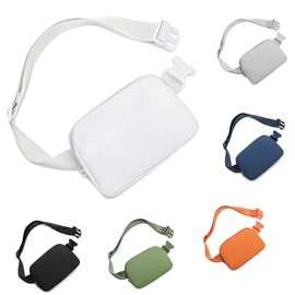 HVJCEZ Fanny Packs for Women Men, Fashion Belt Bag Adjustable Mini Crossbody Waist Bag for Running, Hiking and Travel, White