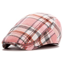 IDASHPO Newsboy Cap ，Ivy Hat，Adjustable Golf Sun Driving Hat，Classic Gatsby Style Cotton Flat Cap for Men & Women. (Pink)