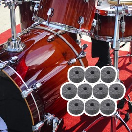 Yibuy 3.5 Dia 1.5cm Thickness Black Round Soft Felt Washers Replacement for Drum Kit Set Pack of 10