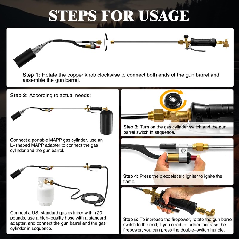 Propane Torch Weed Burner, 1,800,000 BTU Outdoor Weed Torch with