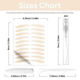 400PCS Double Eyelid Tape Lace Mesh Droopy Eyelid Lifter Waterproof Eye Lift Tape 20 Sheets Lace Pearl Base with Water Droplets Size Invisible Eyelid Tape with Eyelid Lifter Strips Tools