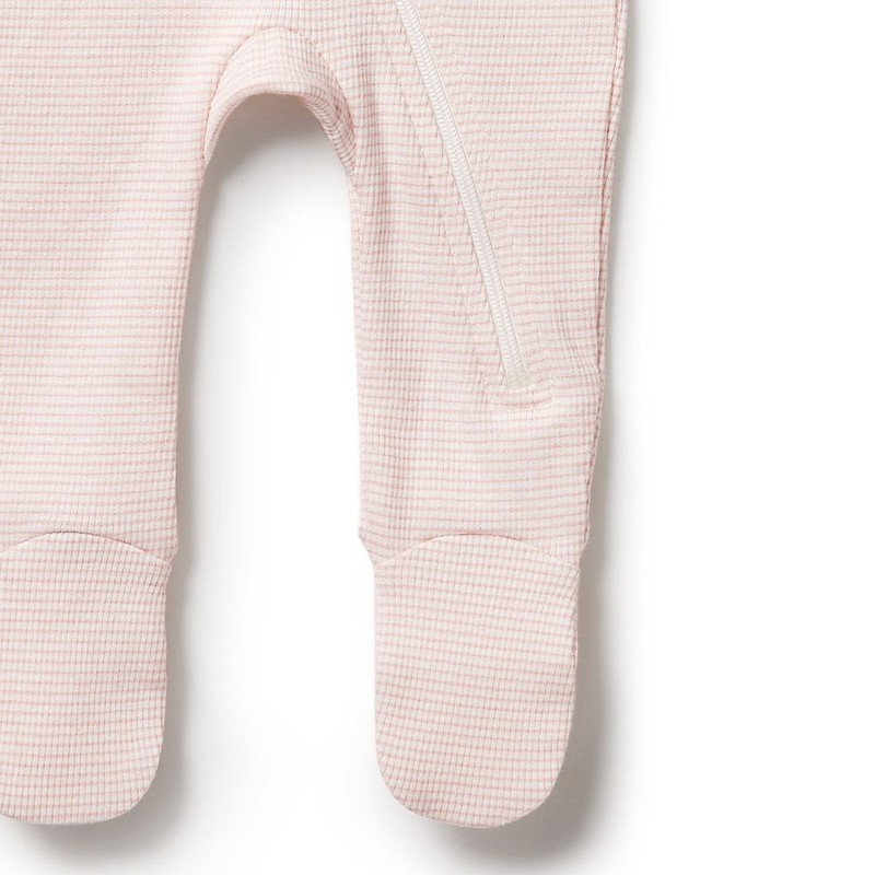 Wilson & Frenchy Organic Stripe Rib Zipsuit with Feet -