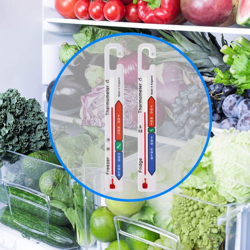 Twin Pack Fridge Freezer Thermometer Pack With Colour Coded Refrigerator