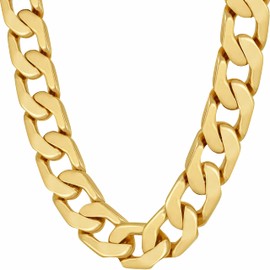 LIFETIME JEWELRY 11.5mm Flat Cuban Link Chain Necklace for Men 24k Real Gold Plated (18)