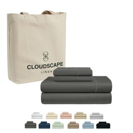 CLOUDSCAPE LINEN 100% Egyptian Cotton Sheets Full Size, 4 Pcs Luxury Bedding Set, 1000 Thread Count Egyptian Cotton,Hotel Quality, Soft, Breathable and Durable, Deep Pockets up to 17, Charcoal Grey