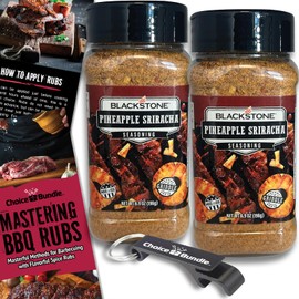 Blackstone Pineapple Sriracha Seasoning – Gourmet Griddle Premium Barbecue Rub 2 Pk (13.8 oz) + BBQ Masters & Opener (4 Items)!