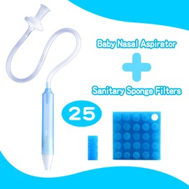 Baby Nasal Aspirator with 25 Hygiene Filters, Soft Silicone Tips Nose Cleaning Tweezer for Infants and Toddlers