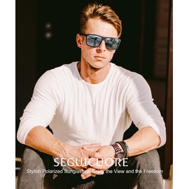 SeguiCuore Mens Sunglasses Polarized, Polarized Sunglasses Men Lightweight Frame Sun Glasses UV protection for Driving Fishing, Silver