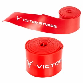 Victor Fitness Green-Brown Camo Yoga Mat TPE VYBC2 + Red Floss Band, Anti-Slip High-End Thick and Durable TPE Yoga Mat with Travel Straps Included + Tack and Flossing Band - Essential for Muscle Recovery and Mobility (Red)